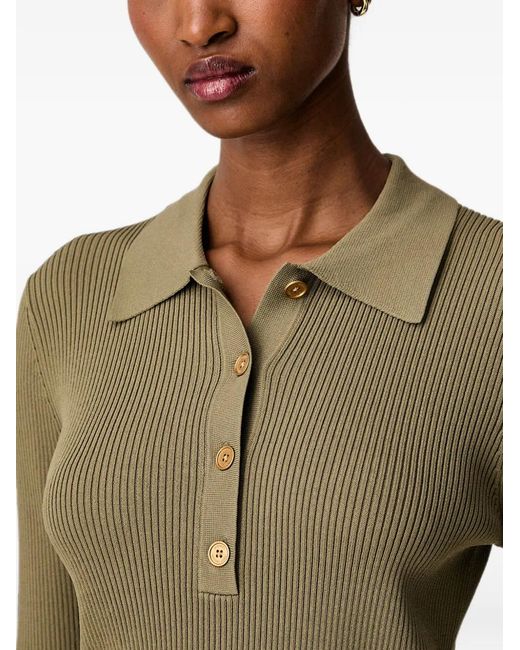 MICHAEL Michael Kors Green Ribbed-Knit Polo Sweater