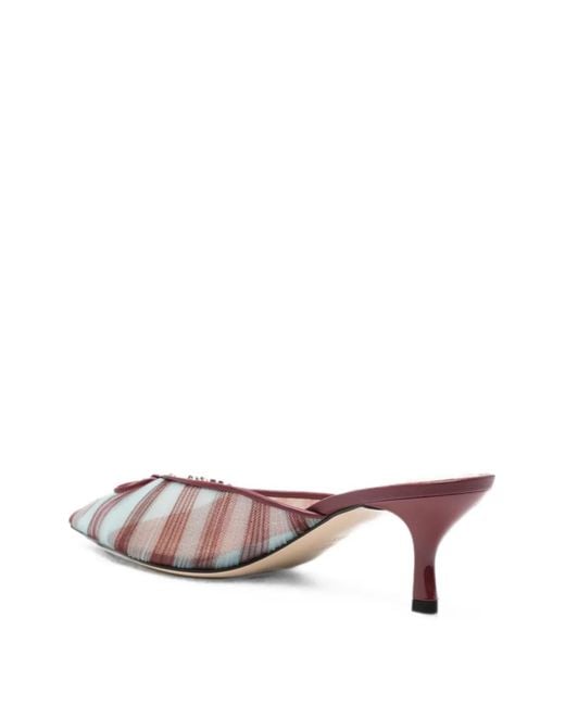 Fendi Pink Tulle Striped Mules