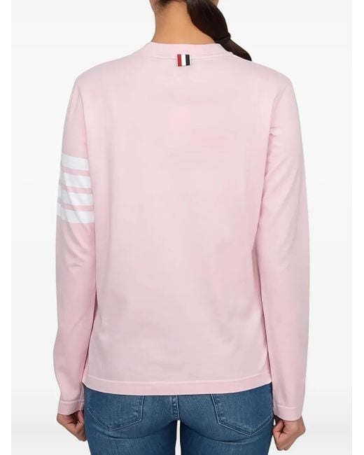 Thom Browne Pink Four-Bar Long-Sleeve Sweater
