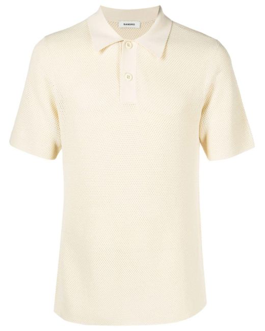 Sandro Natural Waffle-knit Polo Shirt for men