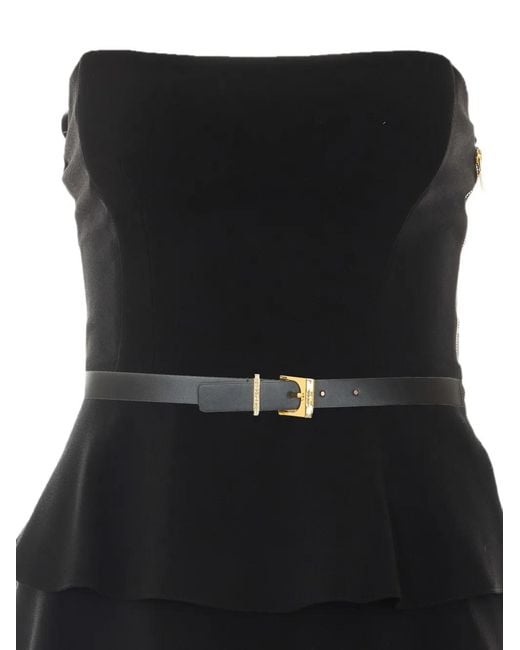 Elisabetta Franchi Black Belted Tiered Dress