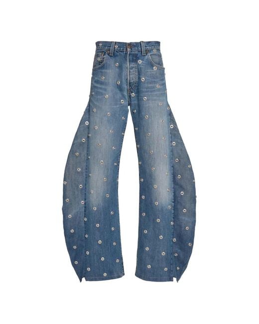 A.W.A.K.E. MODE Blue Studded Side-Insert Jeans