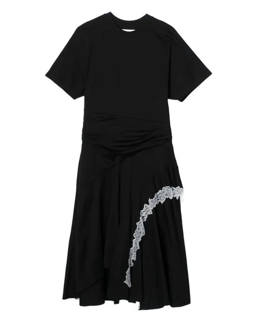 3.1 Phillip Lim Black Lace-Trim Panelled Midi Dress