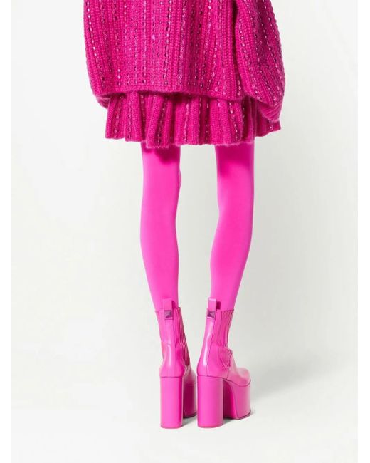 Valentino Garavani Pink Embroidered Knitted Mini Skirt