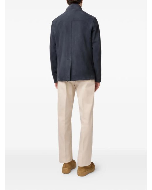 Tod's Blue Buttoned Suede Jacket for men