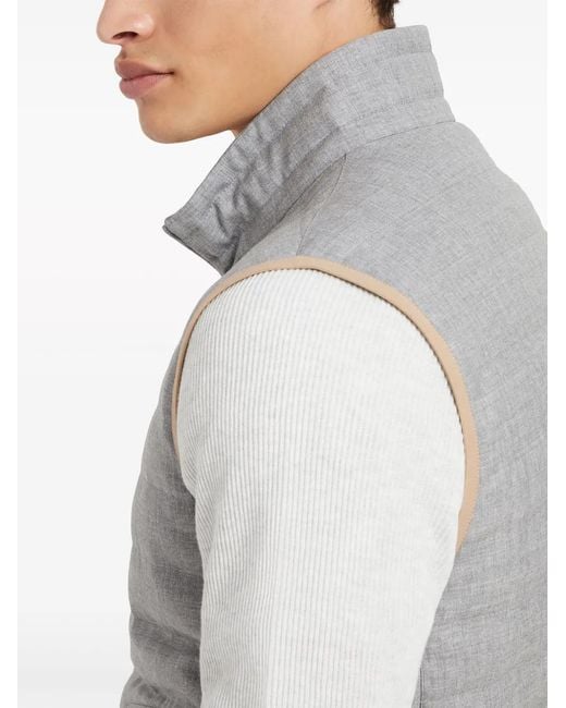 Brunello Cucinelli Gray Down Vest for men