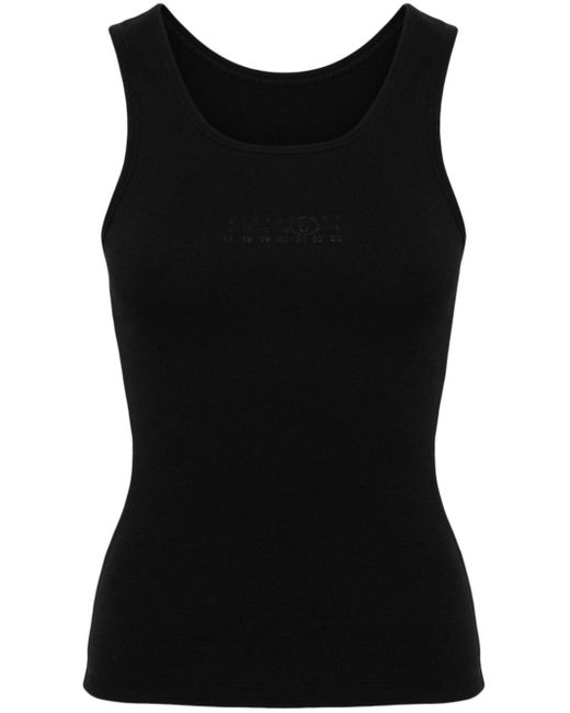 MM6 by Maison Martin Margiela Black Numbers-print Cotton Tank Top