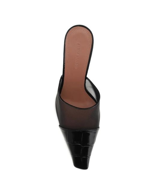 AMINA MUADDI Gray Jamie Mesh Mules