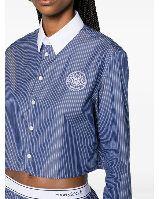 Camicia Conneticut A Righe Con Stampa di Sporty & Rich in Blue