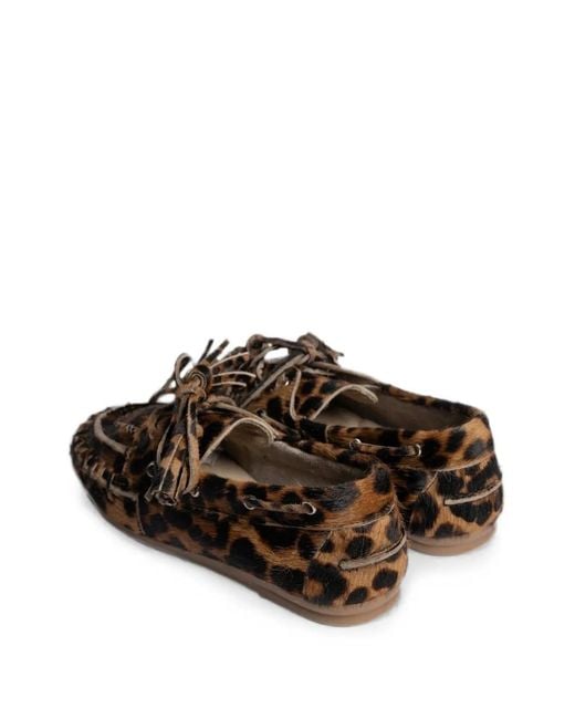 POSA White Boat Leopard-Print Pony-Hair Loafers