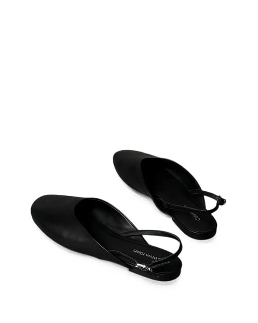 Calvin Klein White Slingback Leather Flat Pumps