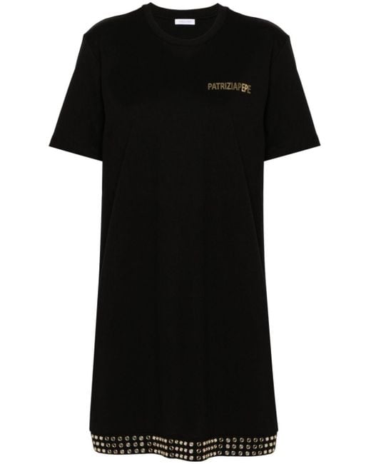 Vestido estilo camiseta con apliques Patrizia Pepe de color Black