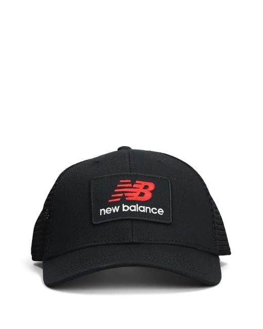 New Balance Black Stacked Patch Logo Trucker Cap