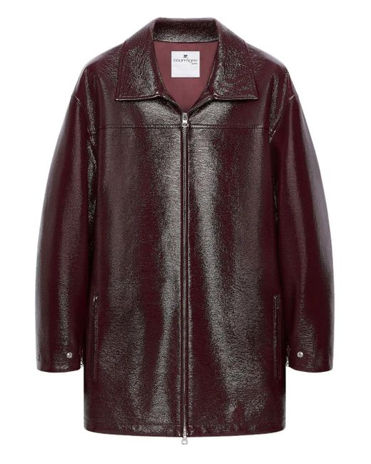 Courreges Brown Vinyl Belted Jacket