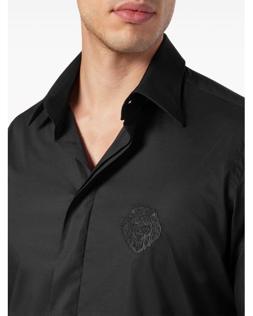 Billionaire Black Logo-embroidered Poplin Shirt for men