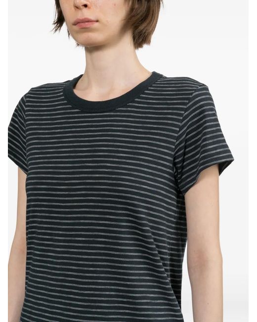 Rag & Bone Black T-Shirt The Slub À Rayures