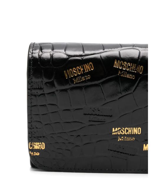 メンズ Moschino ロゴ クラッチバッグ Black