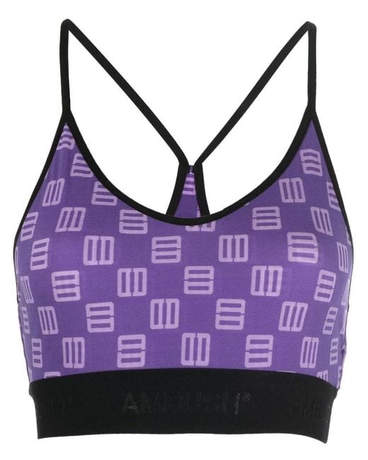 Ambush Purple Monogram-Print Bra Top