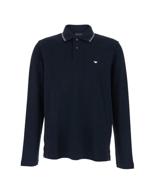 Emporio Armani Blue Logo Cotton Polo Shirt for men