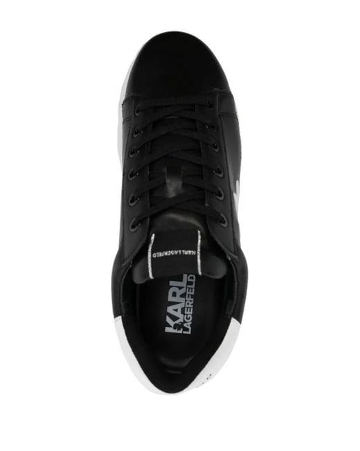 Karl Lagerfeld Black Logo-Appliqué Leather Sneakers for men