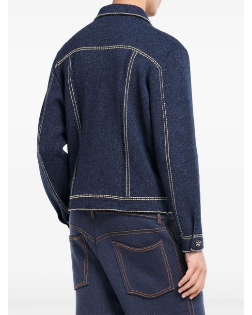 Barrie Blue Knitted Denim Jacket for men