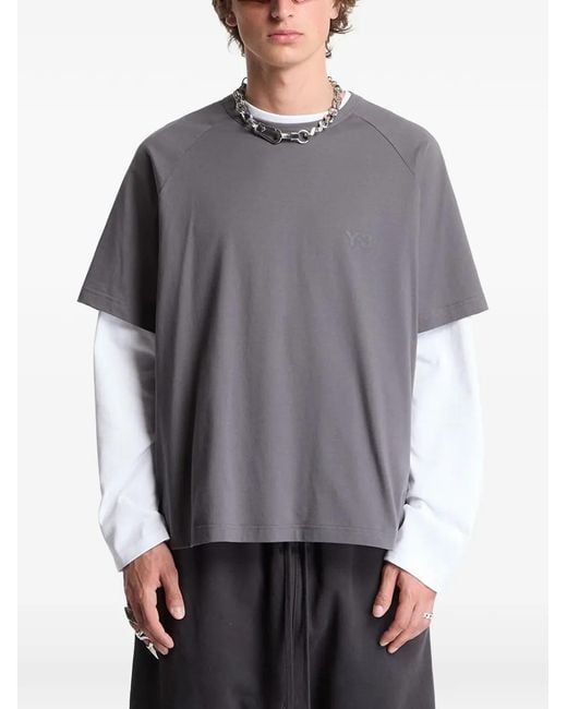 Y-3 Gray T-Shirt À Logo Imprimé for men