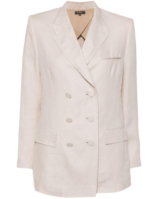 N.Peal Cashmere Natural Ava Double-breasted Linen Blazer