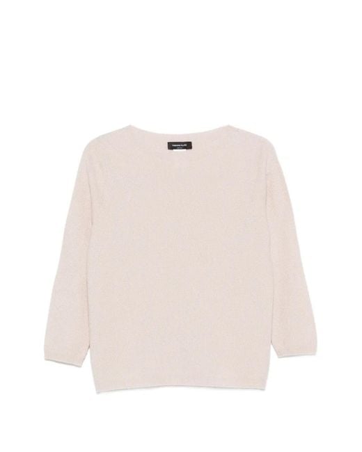 Fabiana Filippi Natural Fine-Knit Three-Quarter Sleeve Sweater