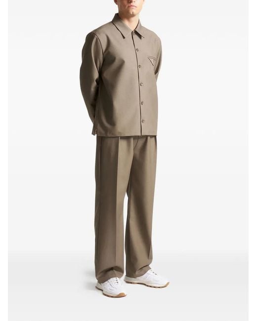 Manière De Voir Natural Dorian Relaxed Fit Hatched Pleated Tailored Trousers for men