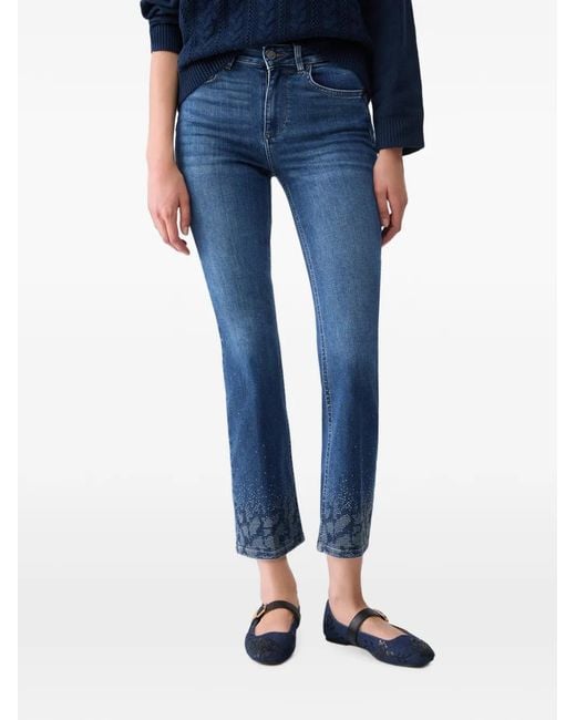 Liu Jo Blue Bootcut Jeans With Rhinestones