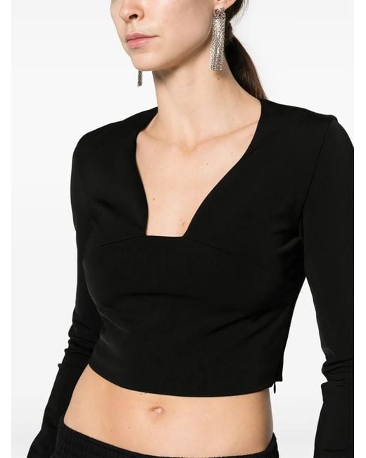 Givenchy Black Square-Neck Cropped Top