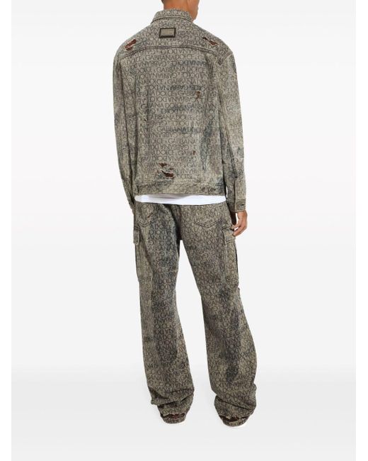Veste en jean à logo imprimé Dolce & Gabbana pour homme en coloris Gray