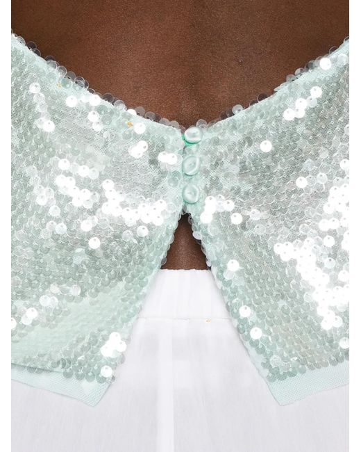 Forte_forte Blue Sequin-Embellished Blouse