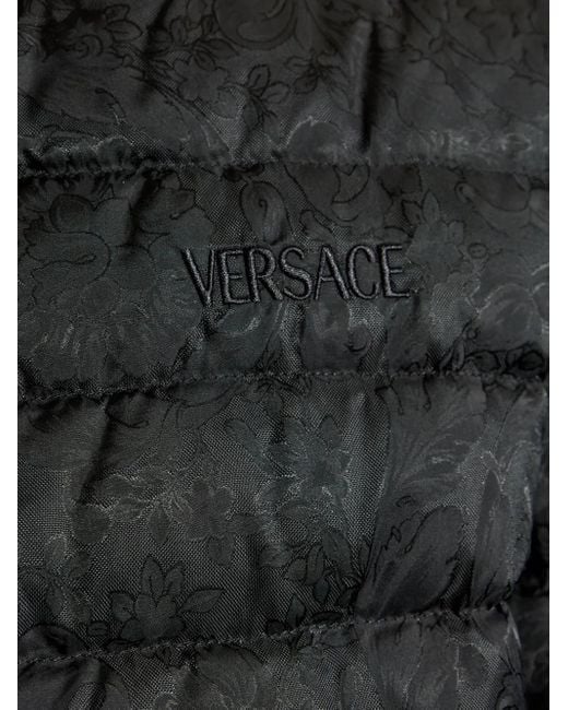 Versace Black Down Jacket With Stand-Up Collar for men