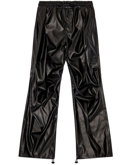DIESEL Black P-marty-lth Coated-finish Trousers for men