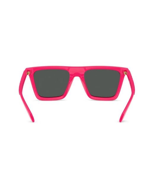 Versace Pink Greca-Detail Square-Frame Sunglasses for men
