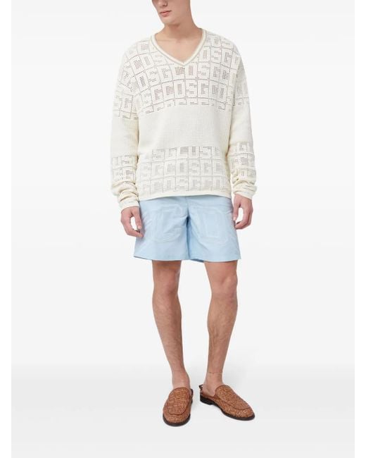 Gcds White Monogram-Macramé Jumper for men