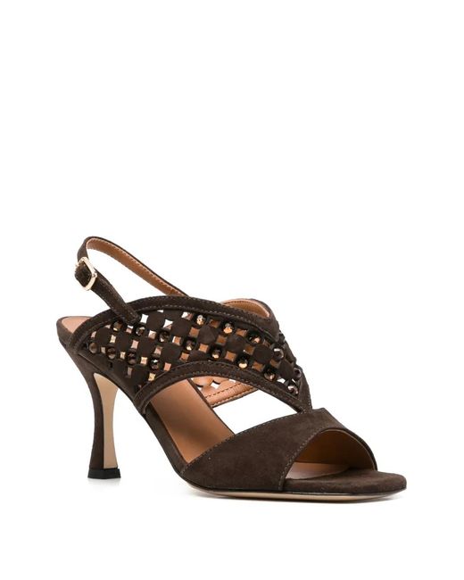 Evaluna Brown Suede Heeled Sandals