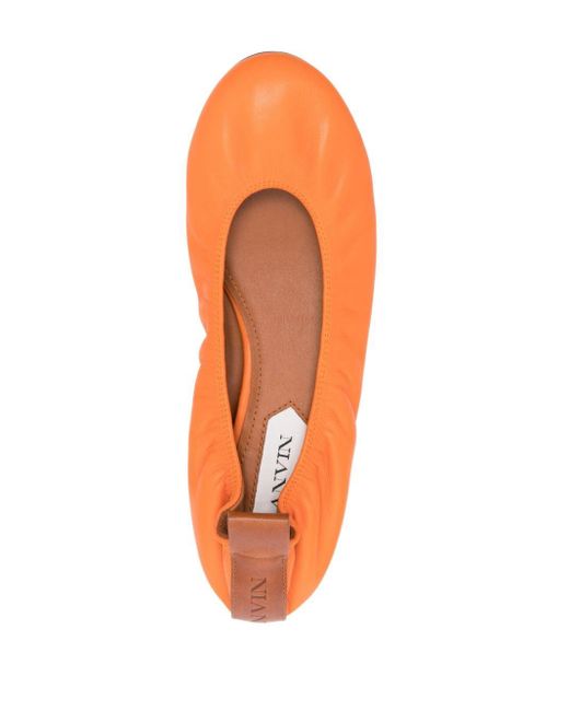 Lanvin Orange Leather Ballerina Shoes