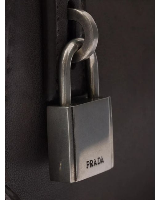 Prada Black Antiqued Leather Pouch for men