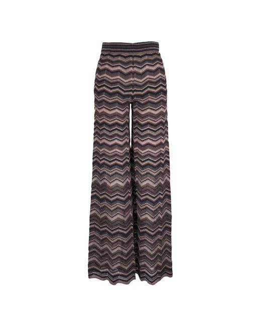 D.exterior Natural Chevron-Knit Wide-Leg Trousers