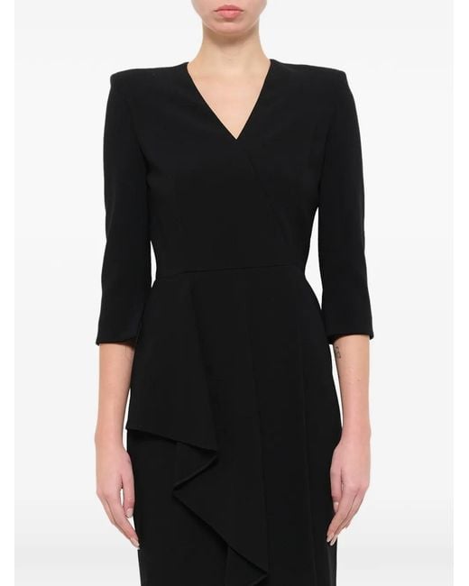 McQueen Black Ruffled-Crepe Dress