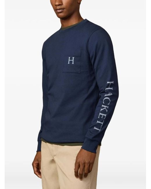 Hackett Blue Heritage Peaks Logo-Print T-Shirt for men