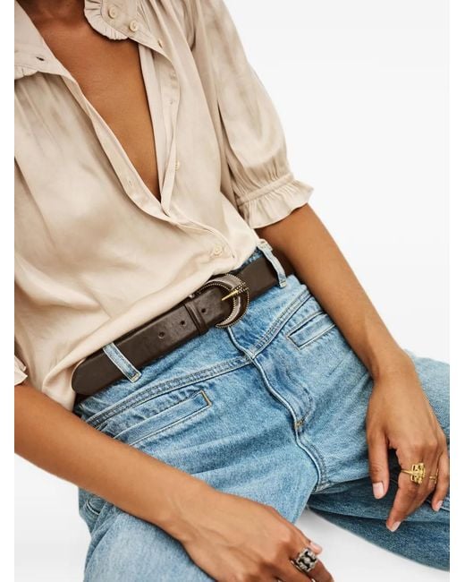 Ba&sh White Brendon Crescent-Buckle Leather Belt