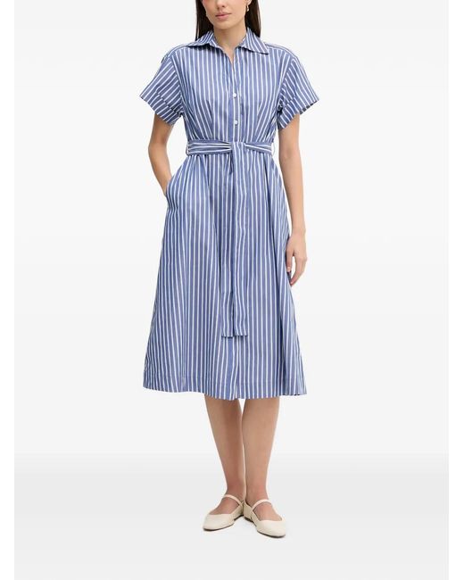 DKNY Blue Striped Belt Dress