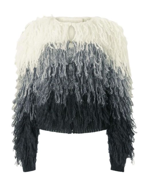 Genny Gray Ombre Fringed Cardigan