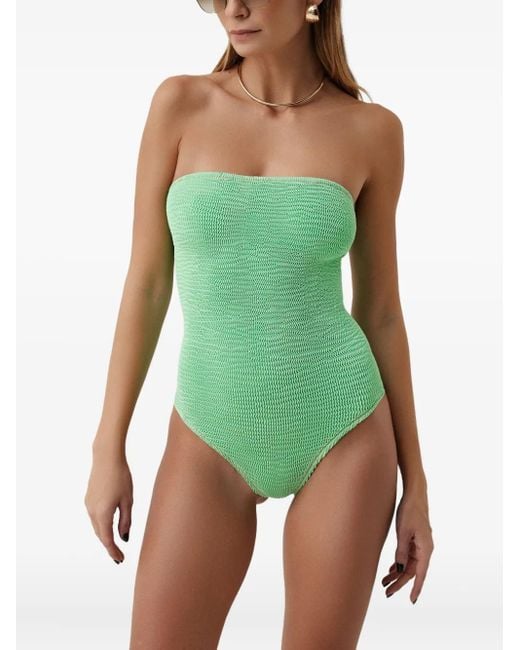 SOFIA ERHAN Green Strapless Ruched Swimsuit