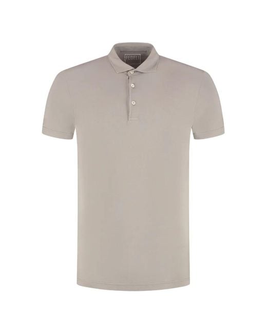 Fedeli Gray Short-Sleeve Polo Shirt for men