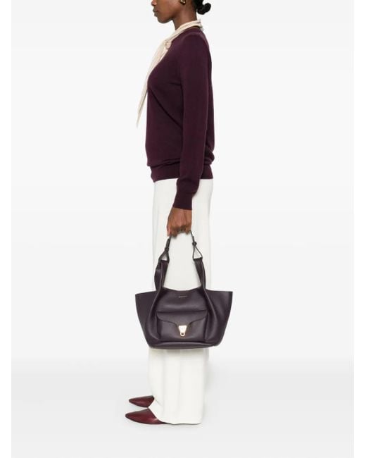 Coccinelle Blue Knotted-Handle Leather Shoulder Bag