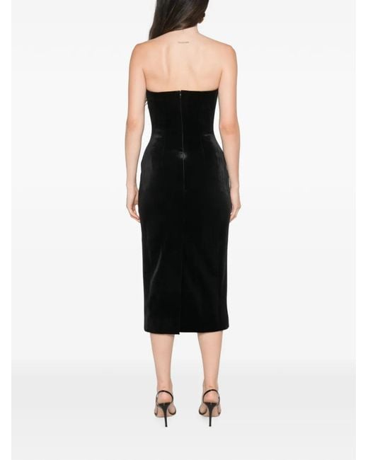 Adamaris Black Crystal-Embellished Strapless Midi Dress